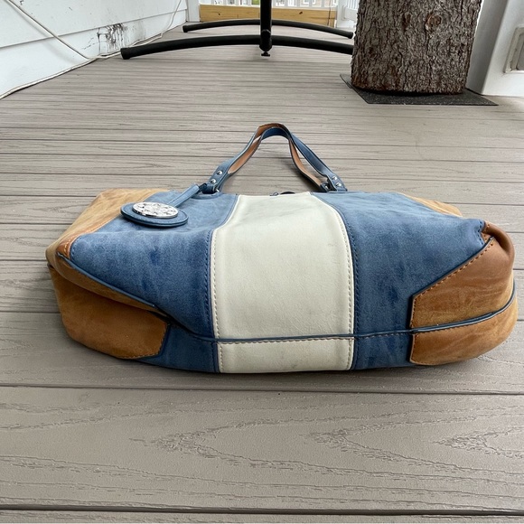 Sydney Love Blue/Brown Colorblock Faux Leather Tote Bag - Picture 3 of 6